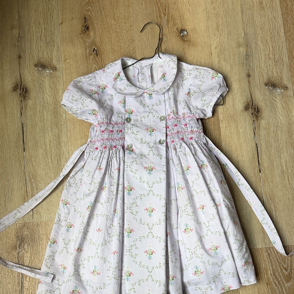 Hill house x la coqueta girls 4 lilac trellis Smocked Dress